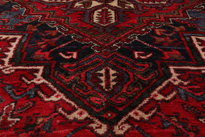 6'7'' x 8'10" Vintage Hand Knotted Wool Herizz Traditional Oriental Area Rug Red