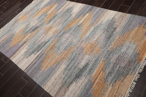 5' x 8' Indoor Outdoor  Hand Woven 100% Recycled PET Yarn Modern Kilim Area Rug Gray