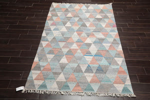 5' x 8' Indoor Outdoor Hand Woven 100% Recycled PET Yarn Modern Kilim Area Rug Beige - Oriental Rug Of Houston