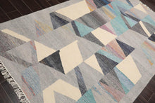 5' x 8' Indoor Outdoor Hand Woven 100% Recycled PET Yarn Modern Kilim Area Rug Gray - Oriental Rug Of Houston