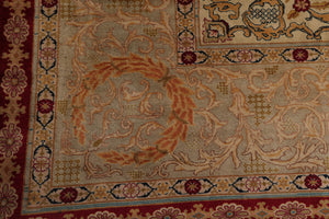 11'2"x15'10" Palace Burgundy Hand Knotted 100% Wool Tabriz Traditional 300 KPSI Oriental Area Rug