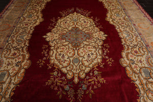 11'2"x15'10" Palace Burgundy Hand Knotted 100% Wool Tabriz Traditional 300 KPSI Oriental Area Rug