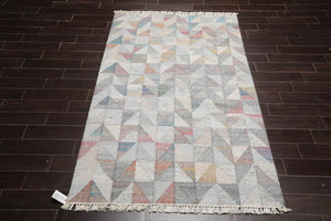 5' x 8' Indoor Outdoor Hand Woven 100% Recycled PET Yarn Modern Kilim Area Rug Gray - Oriental Rug Of Houston
