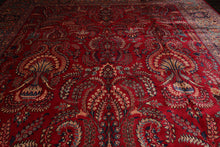 11'2"x15'9" Palace Red Hand Knotted 100% Wool Sarouk Traditional Oriental Area Rug