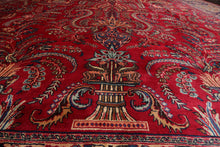 11'2"x15'9" Palace Red Hand Knotted 100% Wool Sarouk Traditional Oriental Area Rug