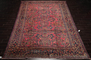 10x14 Pink Hand Knotted 100% Wool Sarouk Traditional Oriental Area Rug
