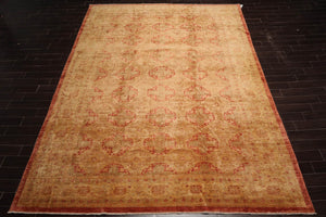 10x14 Gold Hand Knotted Afghan  Oushak  100% Wool Oushak Traditional Oriental Area Rug