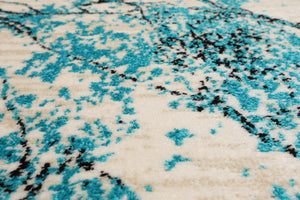 Aqua Beige Black Color Polypropylene Lightning Modern & Contemporary Persian rug patterns.