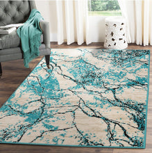 Aqua Beige Black Color Polypropylene Lightning Modern & Contemporary Persian style rugs in living room area.