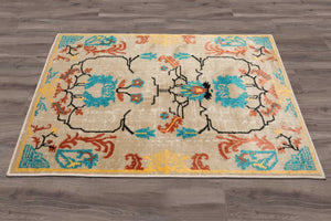 04' 00''x06' 00'' Beige Aqua Rust Color Persian style rugs .
