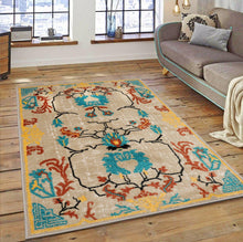 04' 00''x06' 00'' Beige Aqua Rust Color Persian style rugs in living room area .