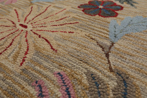 5' x 8' Handmade Wool Loop Pile Traditional Oriental Area Rug Transitional Beige - Oriental Rug Of Houston