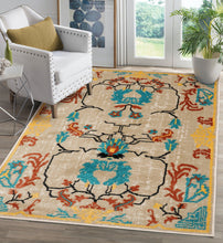 04' 00''x06' 00'' Beige Aqua Rust Color Persian style rugs in living room area.