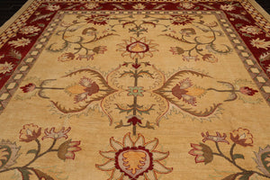 11x15 Palace Light Gold Hand Knotted Arts & Crafts 100% Wool Agra Arts & Crafts Oriental Area Rug