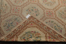 12'5"x21'11" Palace Beige Hand Knotted Flat Weave 100% Wool French Aubusson Traditional Oriental Area Rug