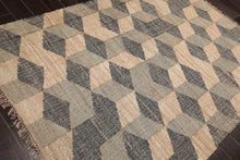 5’6”x7’9”Hand Woven Natural Fiber Jute Modern Graphic Flatweave Kilim Area Rug
