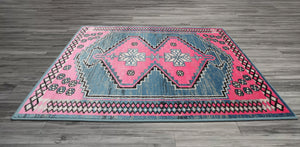 Multi Size Pink, Blue Machine-Made Polypropylene Gigi Traditional Persian Oriental Area Rug - Oriental Rug Of Houston