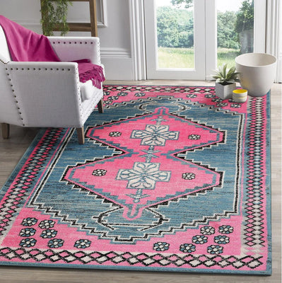 Multi Size Pink, Blue Machine-Made Polypropylene Gigi Traditional Persian Oriental Area Rug - Oriental Rug Of Houston