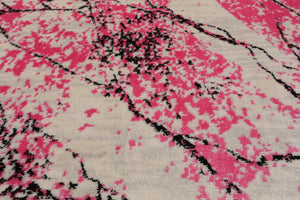 Pink Beige Black Color Polypropylene Lightning Modern & Contemporary Persian rug patterns.