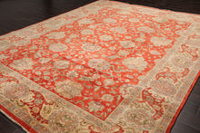 9x12 Coral, Beige Hand Knotted 100% Wool Peshawar Traditional Oriental Area Rug