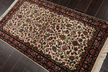 3’ x 5’ Hand Knotted Wool Traditional Indo Kashaan Oriental Area Rug Ivory