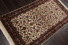 3’ x 5’ Hand Knotted Wool Traditional Indo Kashaan Oriental Area Rug Ivory