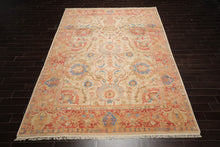 9x12 Ivory, Rose Hand Knotted Turkish Oushak 100% Wool Arts & Crafts Oriental Area Rug