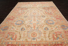 9x12 Ivory, Rose Hand Knotted Turkish Oushak 100% Wool Arts & Crafts Oriental Area Rug