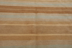 8'x 10' Hand Knotted Tibetan 100% Wool Stripes 150 KPSI Modern Area Rug Tan - Oriental Rug Of Houston