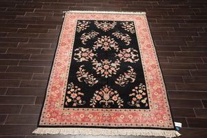 6' x 9' Hand Knotted 100% Wool Rare Romanian Saroukk Area Rug Black - Oriental Rug Of Houston