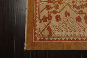 9x12 Beige, Gold Hand Knotted Tibetan 100% Wool Michaelian & Kohlberg Transitional Oriental Area Rug