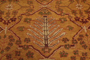 9x12 Gold, Brown Hand Knotted Tibetan 100% Wool Michaelian & Kohlberg Transitional Oriental Area Rug Gold, Brown