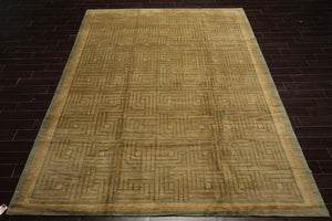 9x12 Gold, Olive Hand Knotted Tibetan 100% Wool Michaelian & Kohlberg Modern & Contemporary Oriental Area Rug