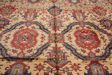 13' 9''x18' Palace Beige, Coral Hand Knotted 100% Wool Kazakh Traditional Oriental Area Rug