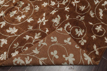 5'8" x 8'5" Hand Knotted Tibetan Wool & Art Silk Floral Oriental Area Rug Brown - Oriental Rug Of Houston