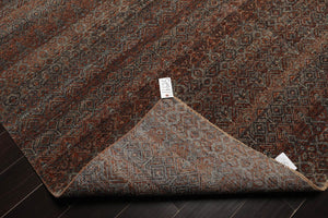 8' x 10' Hand Knotted 100% Wool Modern Oriental Area Rug Brown, Aqua, Gray - Oriental Rug Of Houston