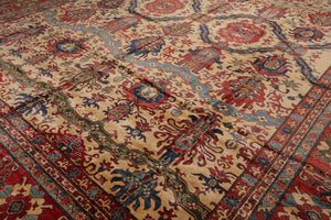 13' 9''x18' Palace Beige, Coral Hand Knotted 100% Wool Kazakh Traditional Oriental Area Rug