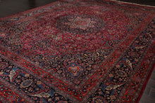 11'7''x15'5'' Palace Burgundy, Midnight Blue Hand Knotted 100% Wool Tabriz Traditional Oriental Area Rug
