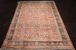 10x14 Salmon, Black Hand Knotted 100% Wool Mahal Traditional Oriental Area Rug