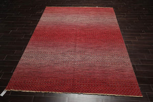 8' x 10' Hand Knotted 100% Wool Modern Oriental Area Rug Red, Gray, Beige