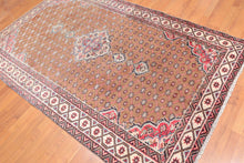 4'9"x7'9" Brown Ivory Black, Rose, Blue, Multi Color Hand Knotted Persian Oriental Area Rug 100% Wool Traditional Oriental Rug