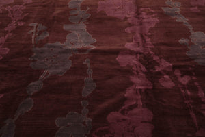9x12 Chocolate, Aubergine Hand Knotted Tibetan Wool and Silk Michaelian & Kohlberg Transitional Oriental Area Rug