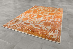 Ivory Beige Orange Color Machine Made Persian style rugs.