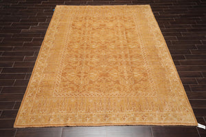 8'3'' x 11'3'' Wool Foundation Hand Knotted Wool Rare Egyptian Area Rug Brown