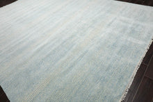 Multi Sizes Blue Hand Knotted Wool and Silk Modern Oriental Area Rug - Oriental Rug Of Houston