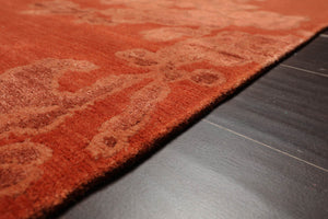 8x10 Burnt Orange, Muted Earth Tone Hand Knotted 100% Wool Tibetan Transitional Oriental Area Rug