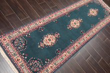 2'6''x 8' Runner Hand Knotted 100% Wool Rare Romanian Kermann Area Rug Turquoise