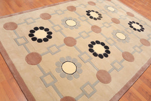 6'8" x 9'11" Handmade 100% Wool Modern Pile Area rug Beige