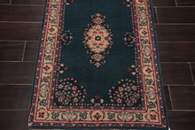 2'6''x 8' Runner Hand Knotted 100% Wool Rare Romanian Kermann Area Rug Turquoise