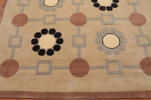 6'8" x 9'11" Handmade 100% Wool Modern Pile Area rug Beige